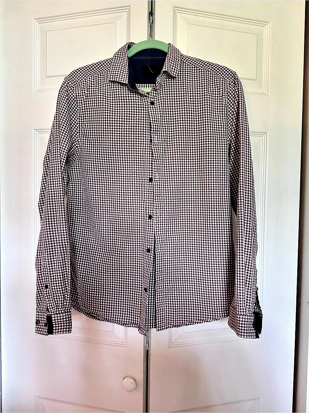 H&M Gingham Button Down in Red & White Like New